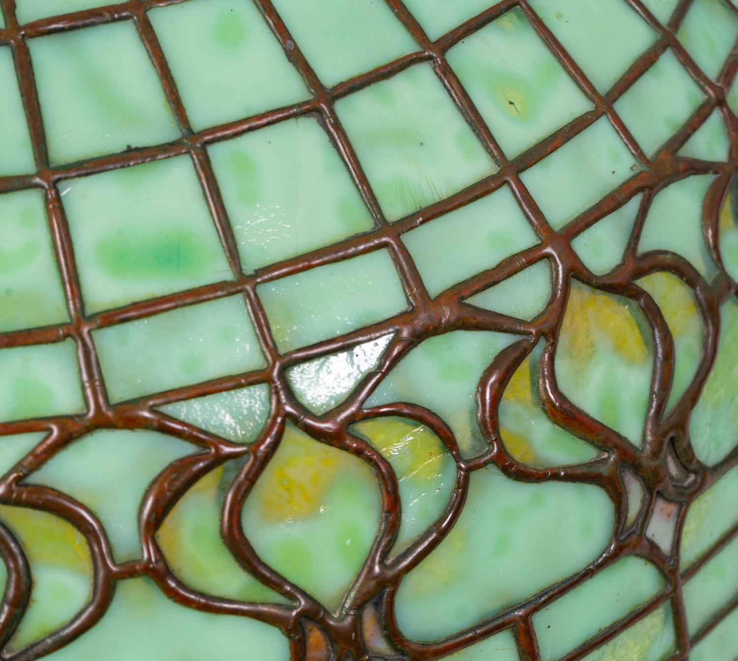 A Tiffany Studios Favrile Glass and Bronze Pomegranate Lamp — EARLY 20TH CENTURY