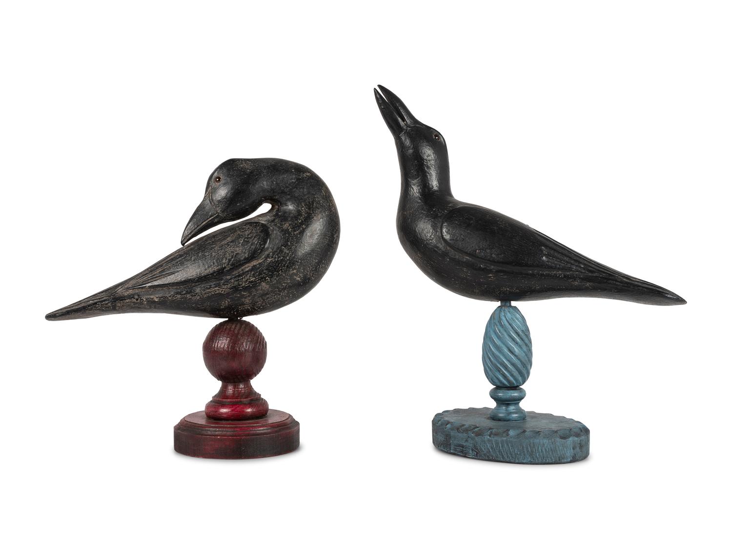A Pair of Folk Art Crows by Dallas J. Valley