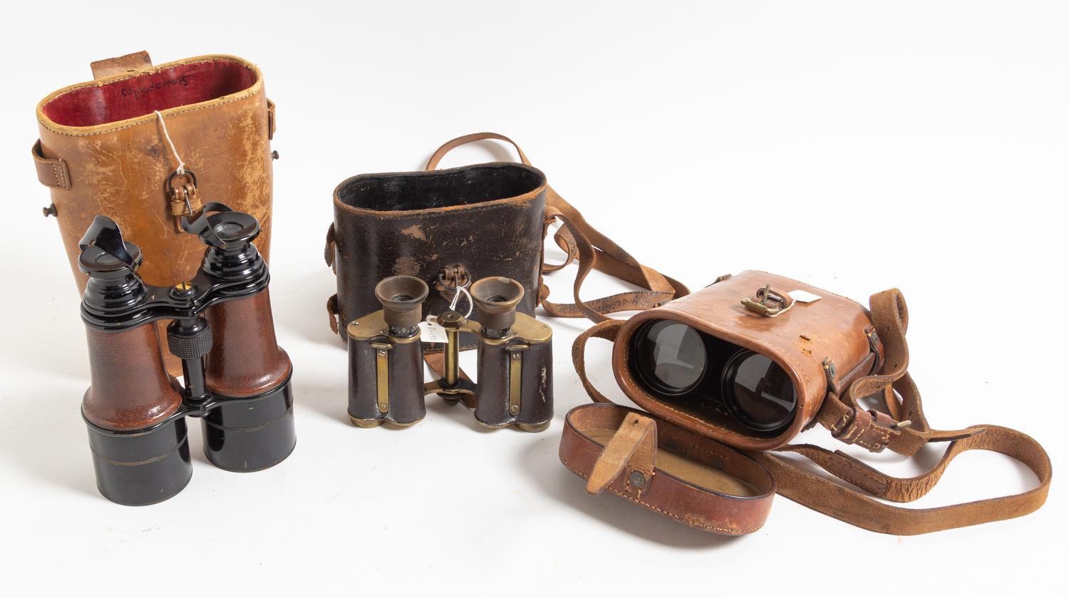 A Collection of Cased Field Binoculars Length of longest 12 1/2 inches. — 19TH CENTURY AND LATER