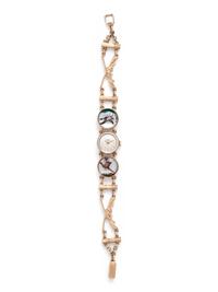 YELLOW GOLD AND ESSEX CRYSTAL WRISTWATCH