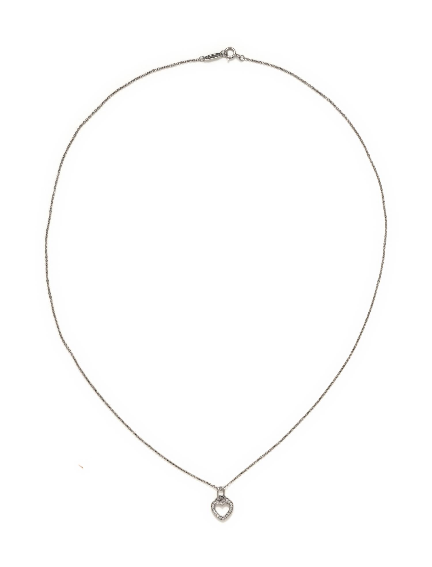TIFFANY & CO., WHITE GOLD AND DIAMOND HEART PENDANT/NECKLACE
