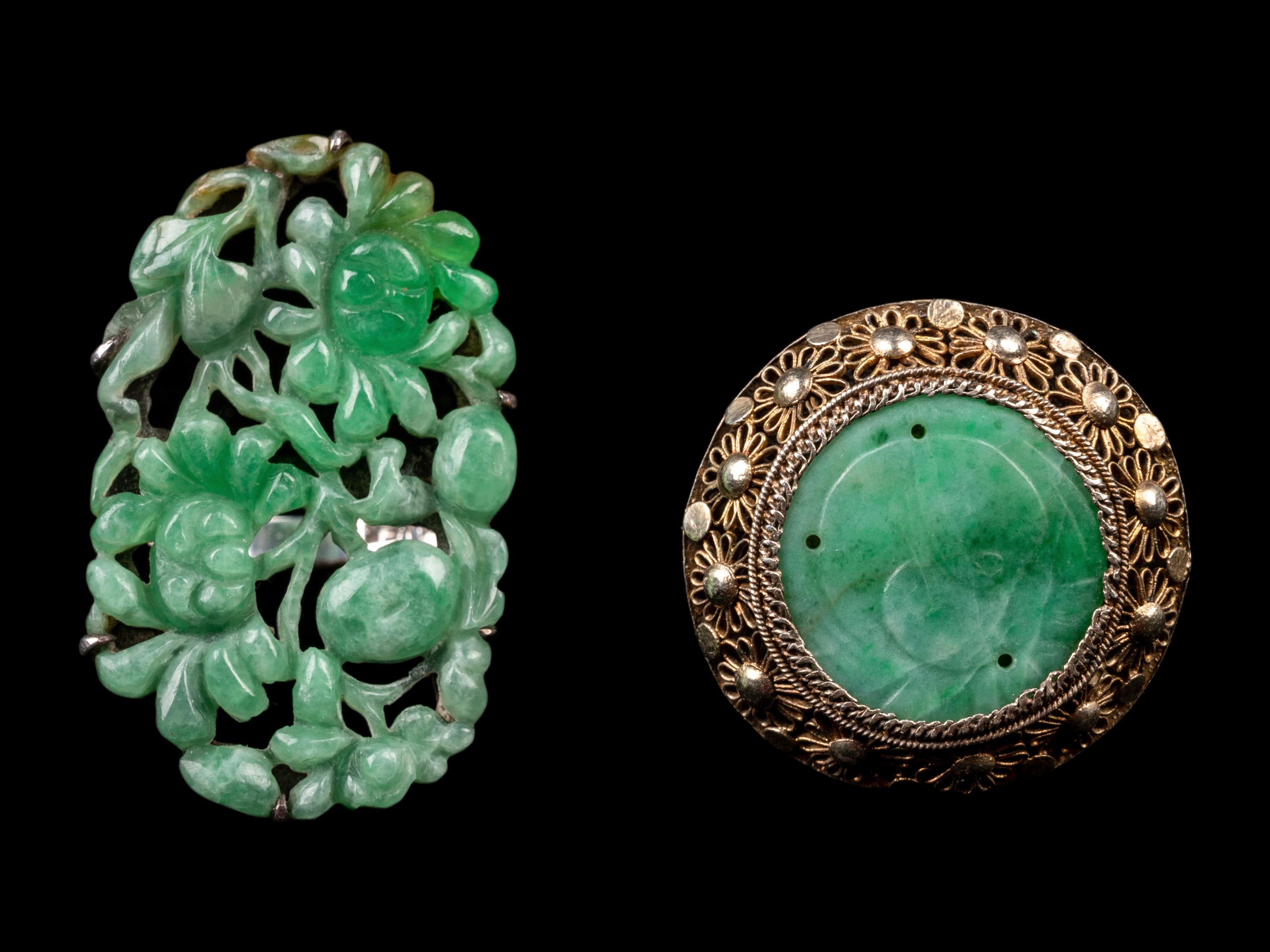 Four Chinese Hardstone, Jade, and Jadeite Jewelry