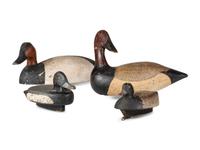 Four Wooden Canvasback Duck Decoys