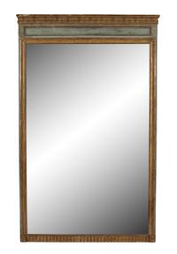 A Neoclassical Style Green-Painted and Parcel Gilt Trumeau Mirror — 19TH CENTURY