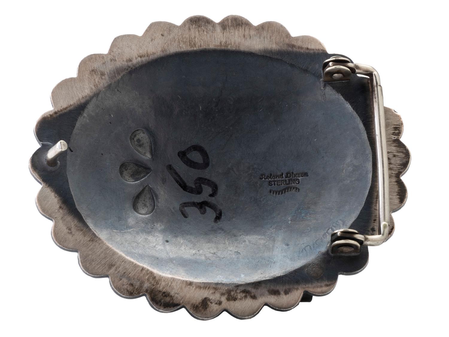 Pair of Sterling Silver and Turquoise Belt Buckles