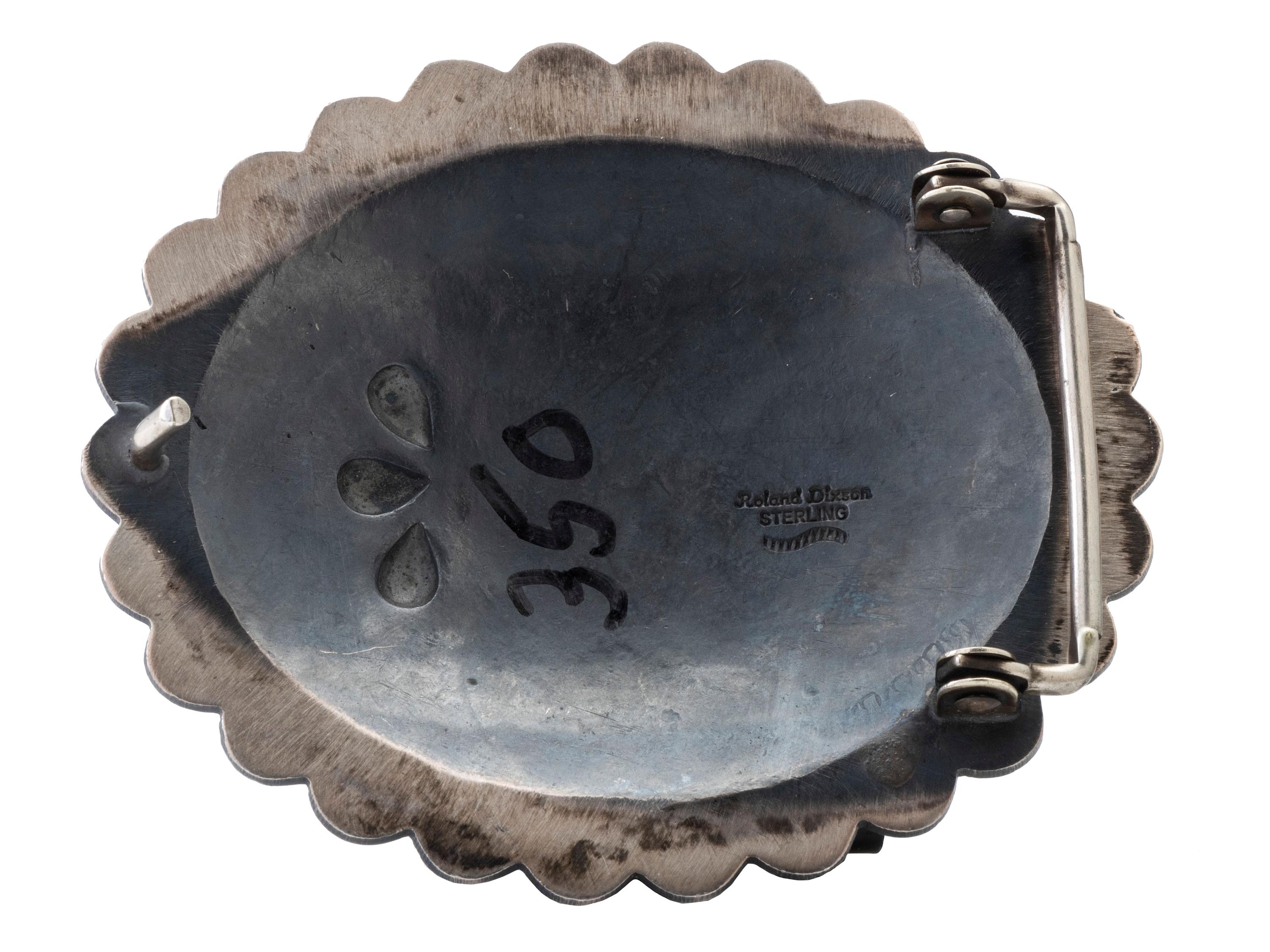 Pair of Sterling Silver and Turquoise Belt Buckles