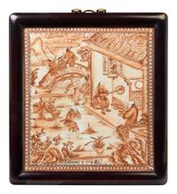 A Set of Chinese Export Porcelain Plaques Portraying Porcelain Production