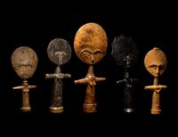 Five Ashanti Wood Fertility Idols (Akuaba)