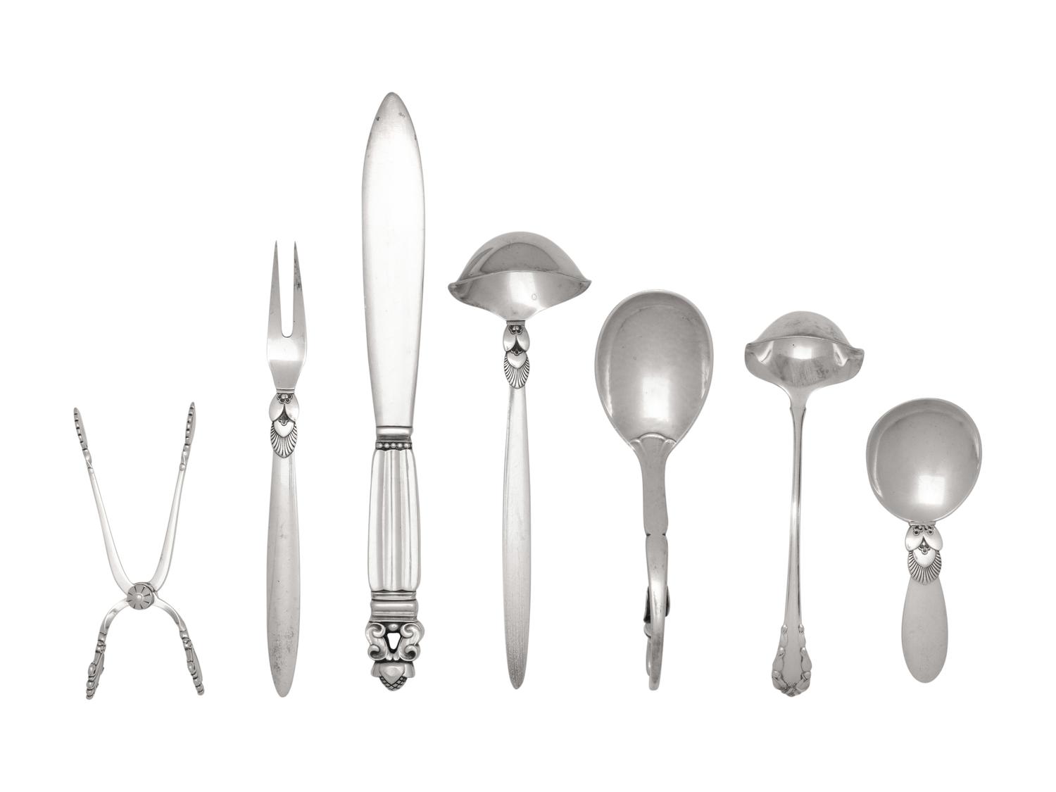 A Group of Seven Georg Jensen Silver Flatware Articles