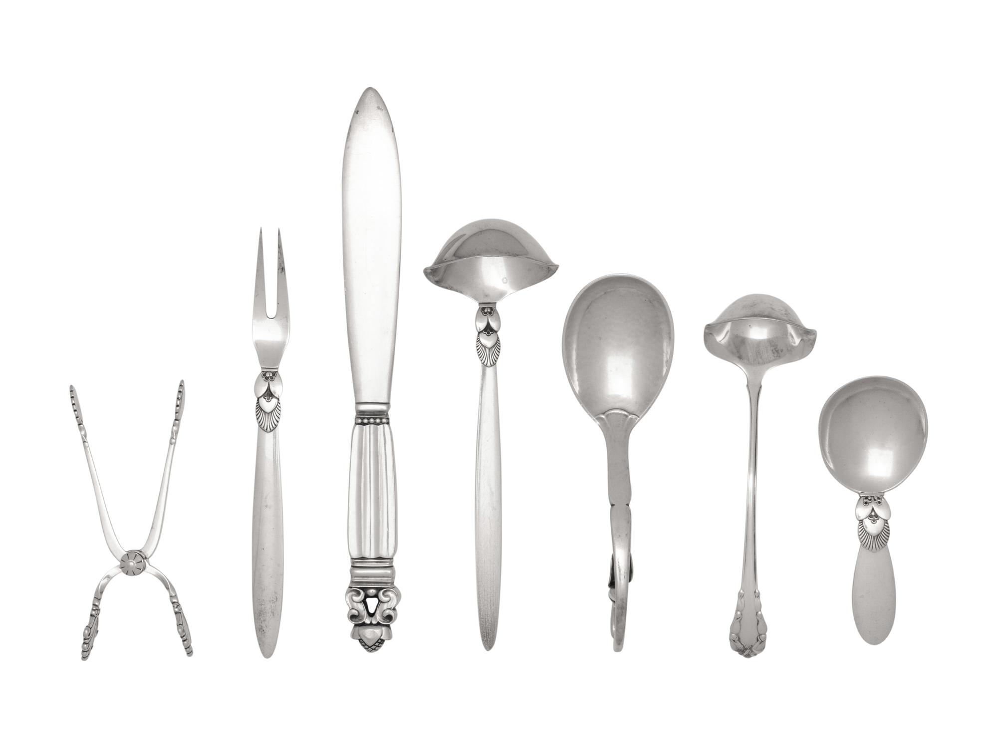 A Group of Seven Georg Jensen Silver Flatware Articles