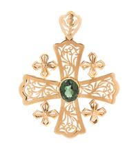 A 14 Karat Rose Gold and Synthetic Spinel Cross Pendant/Brooch, 8.00 dwts.