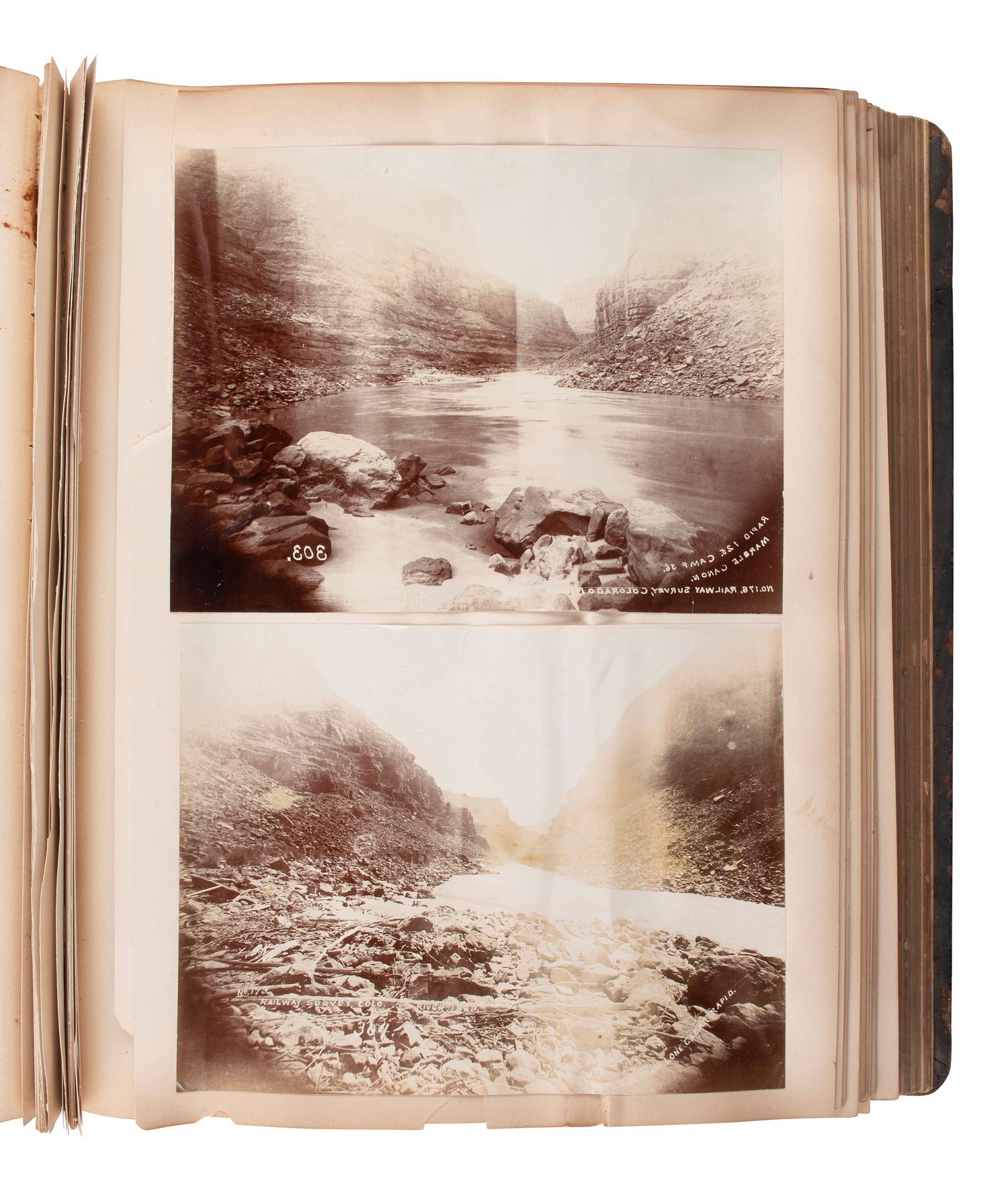 [EARLY PHOTOGRAPHY - WESTERN AMERICANA]. Album containing photographs documenting Robert B. Stanton's Survey of the Colorado River, 1889.