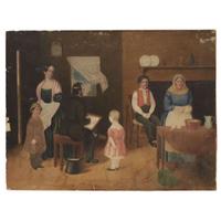American School 19th century Artist sketching a family