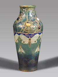Amphora Grès-Bijou Vase with Moths and Spiderwebs