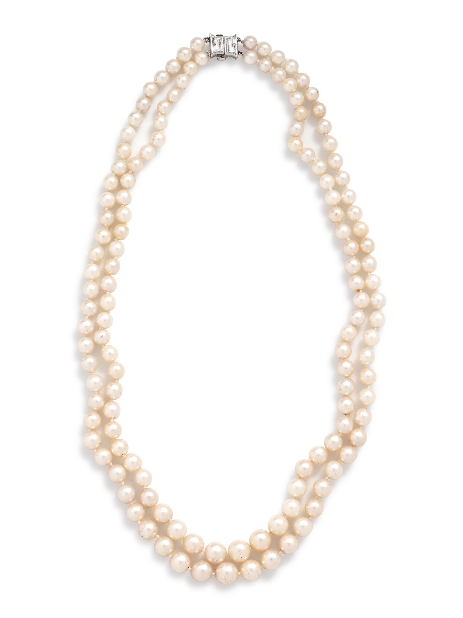CULTURED PEARL AND DIAMOND NECKLACE