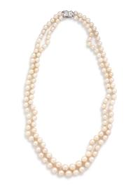CULTURED PEARL AND DIAMOND NECKLACE
