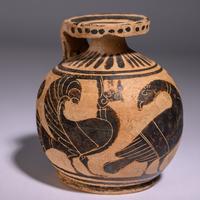 A Corinthian Black-Figured Flat-Bottomed Aryballos