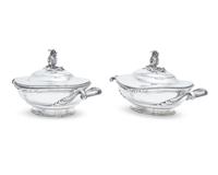 A Pair of French Silver Covered Tureens