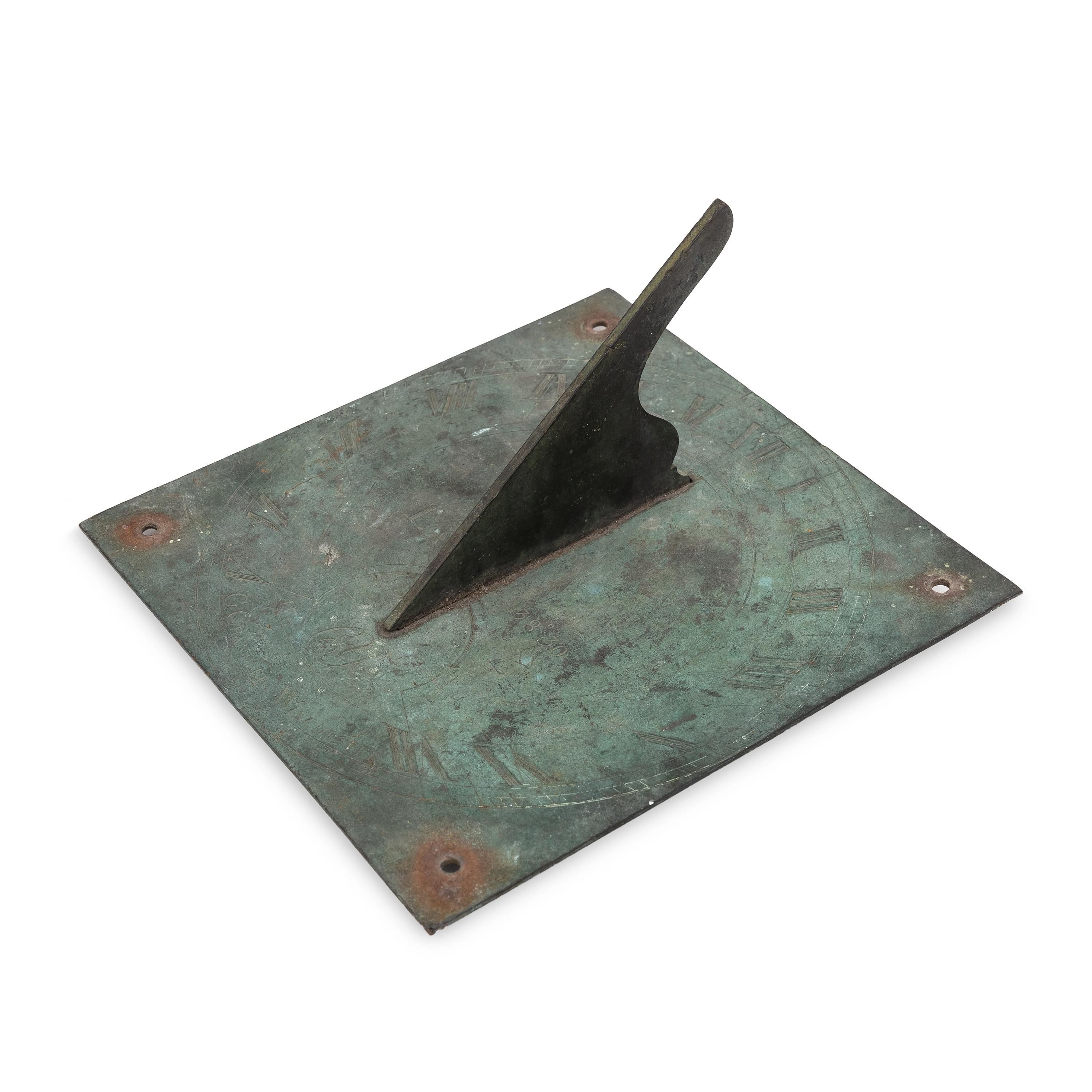 A Rare Goldsmith Chandlee (1751-1821) Engraved Brass Sundial
