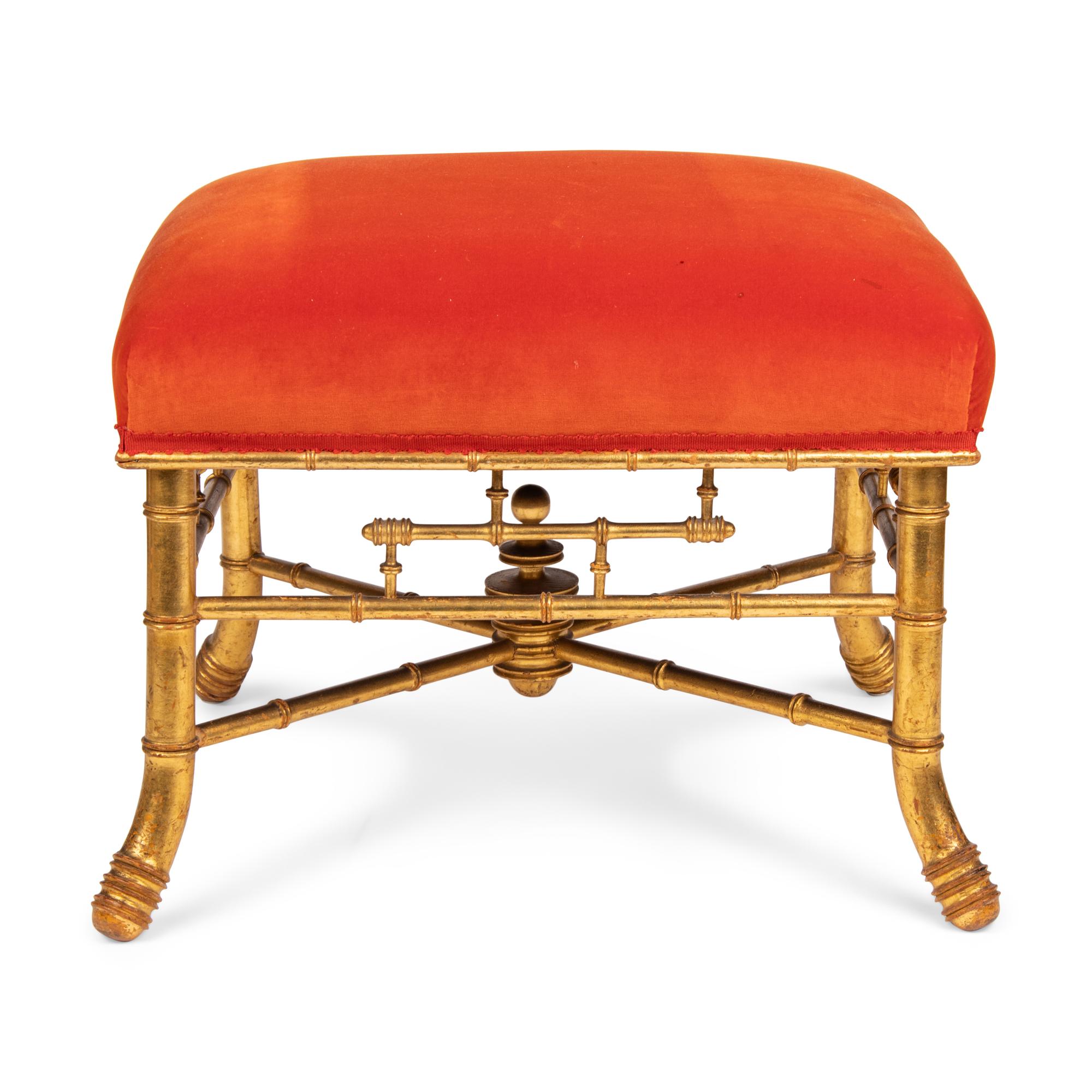 A French Giltwood Faux Bamboo Stool