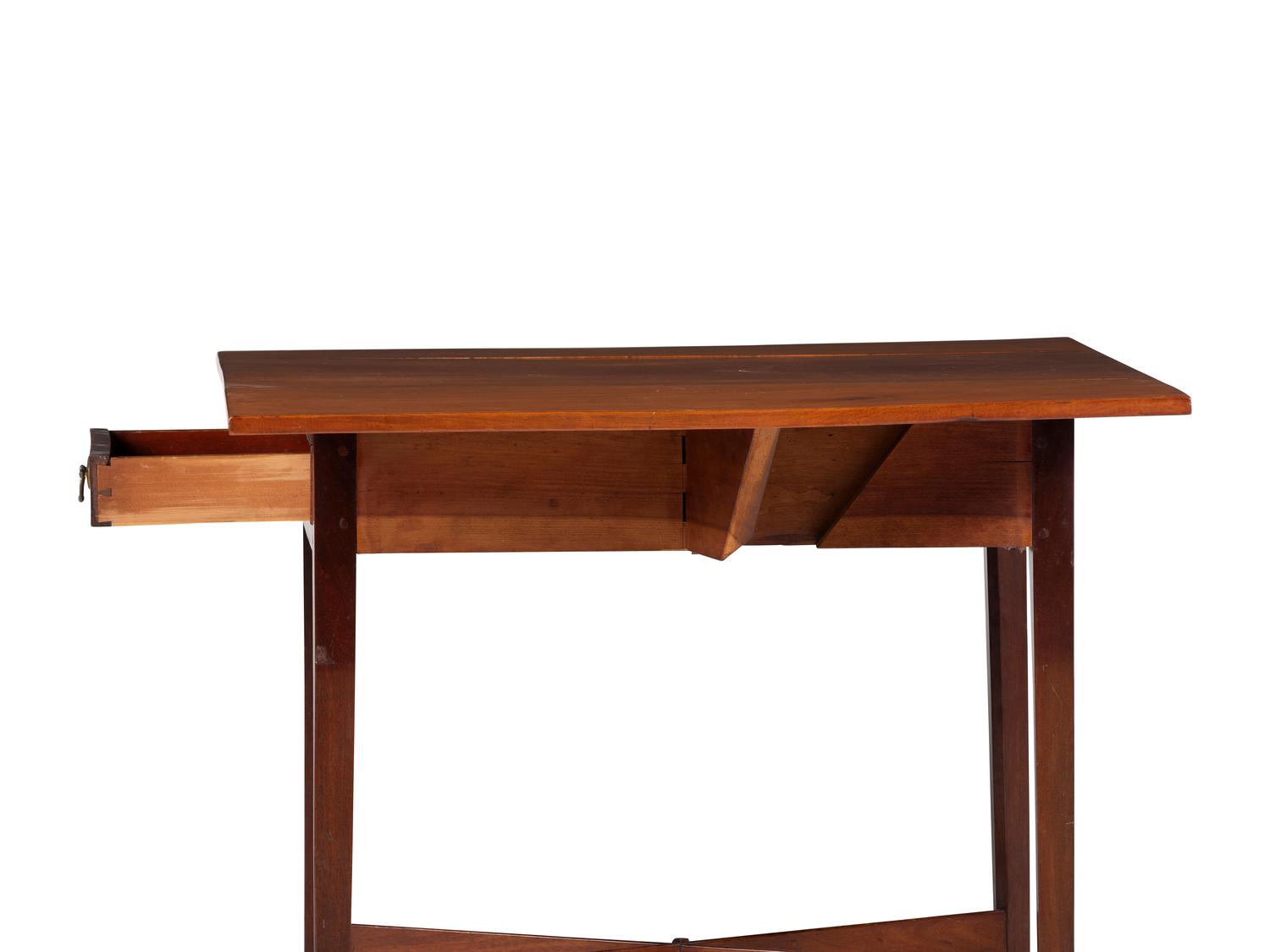 A Federal Cherrywood X-Form Stretcher Pembroke Table