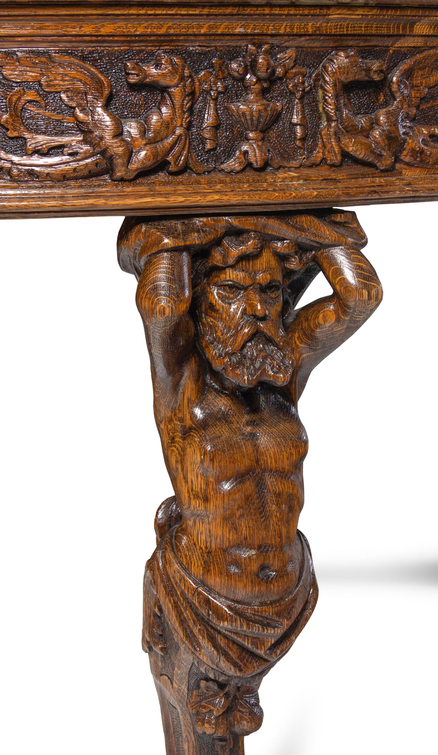 An R.J. Horner Carved Oak Man of the Mountain Dining Table