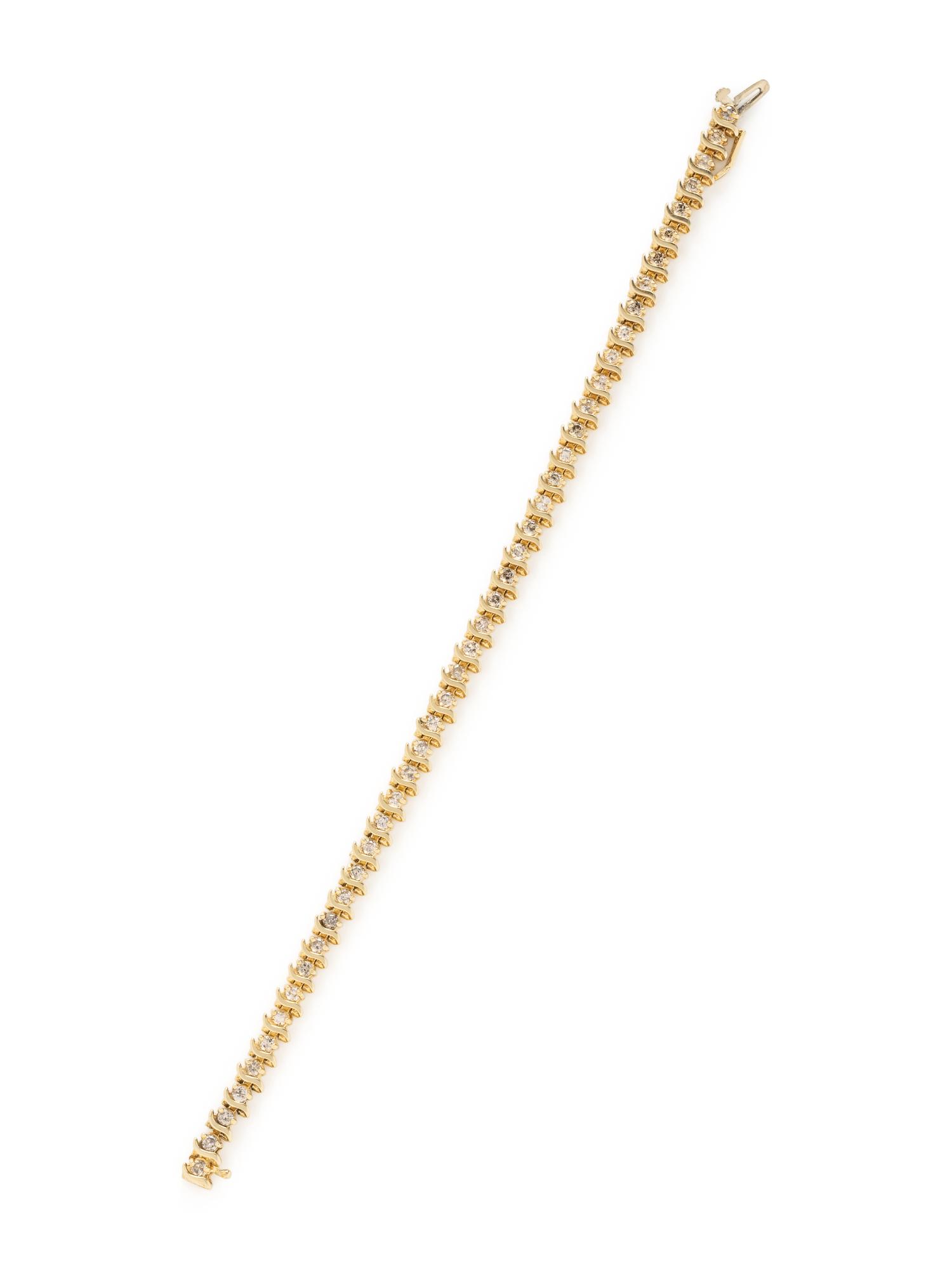 YELLOW GOLD AND DIAMOND LINE BRACELET