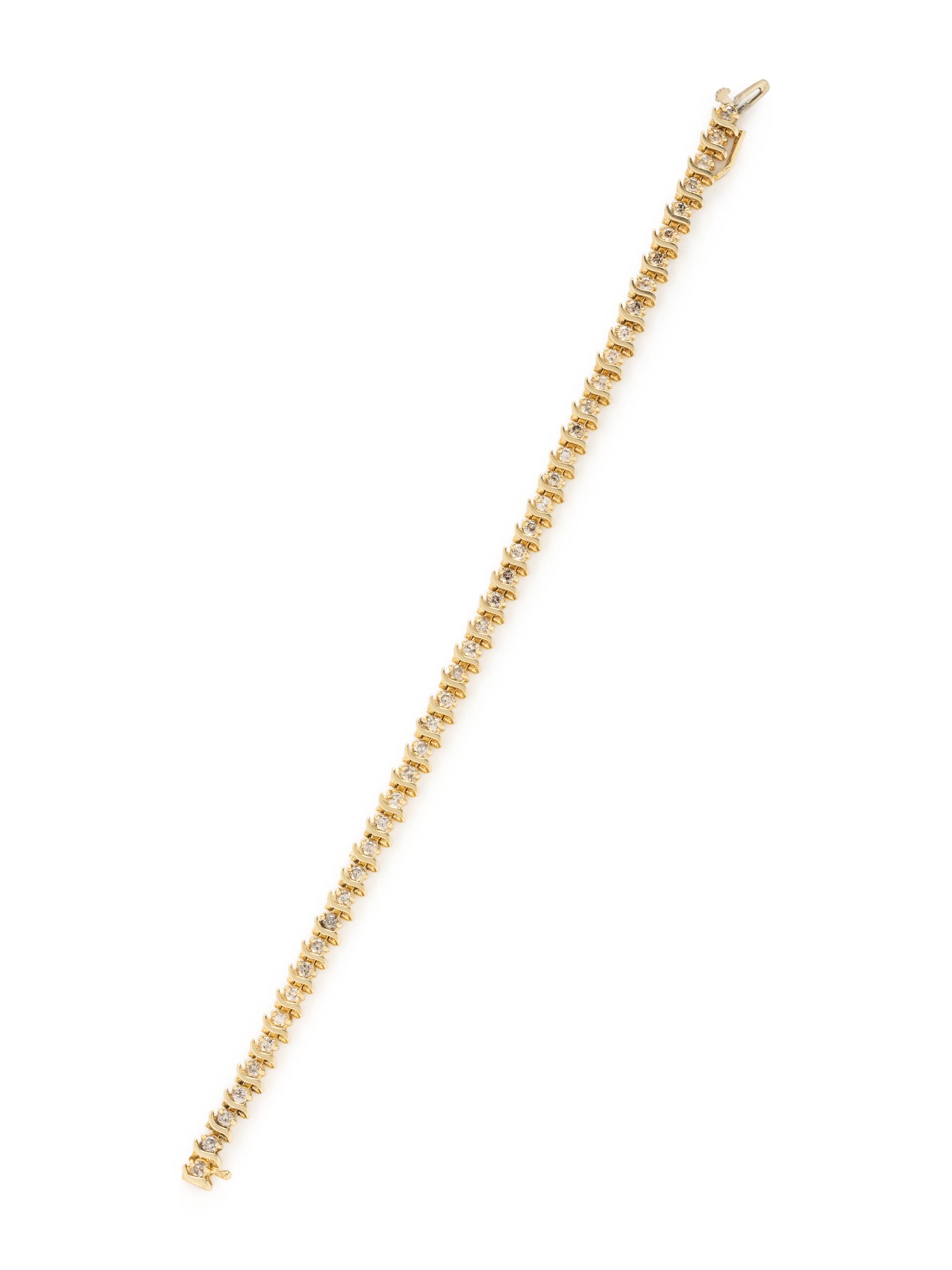 YELLOW GOLD AND DIAMOND LINE BRACELET