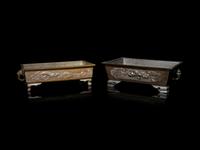 Two Bronze Rectangular Planters