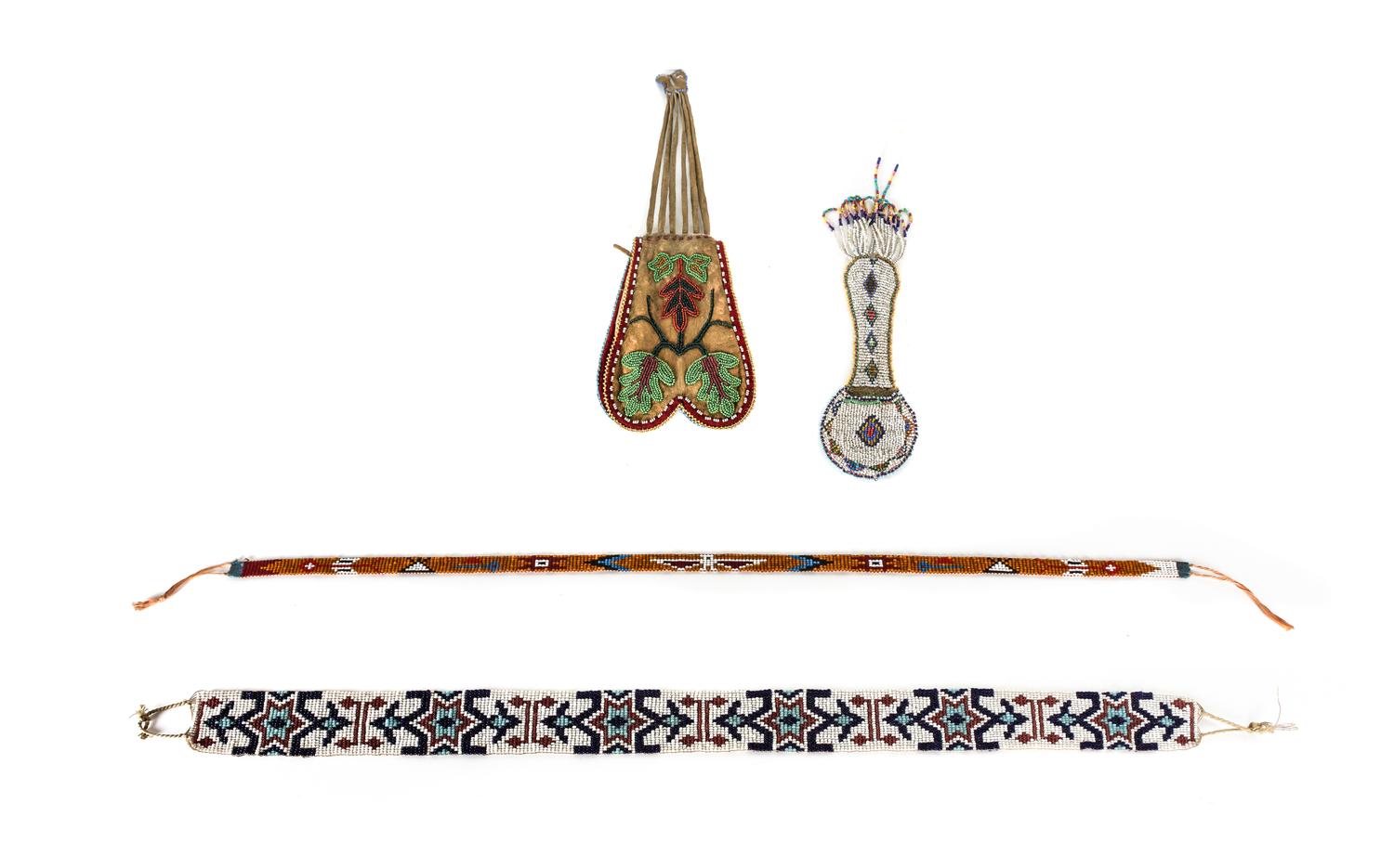 Four Plains Beaded Items Length of first 14 x width 5 inches.
