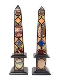 A Pair of Neoclassical Style Specimen Marble Obelisks