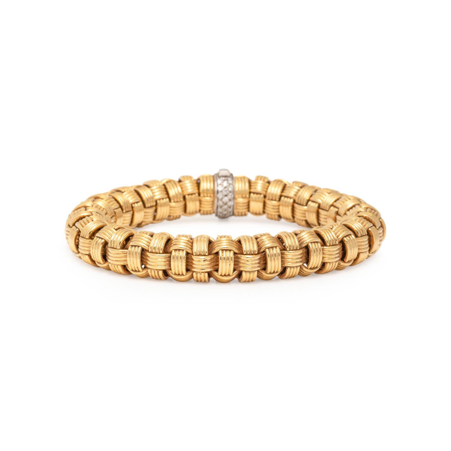 ROBERTO COIN, YELLOW GOLD AND DIAMOND BRACELET