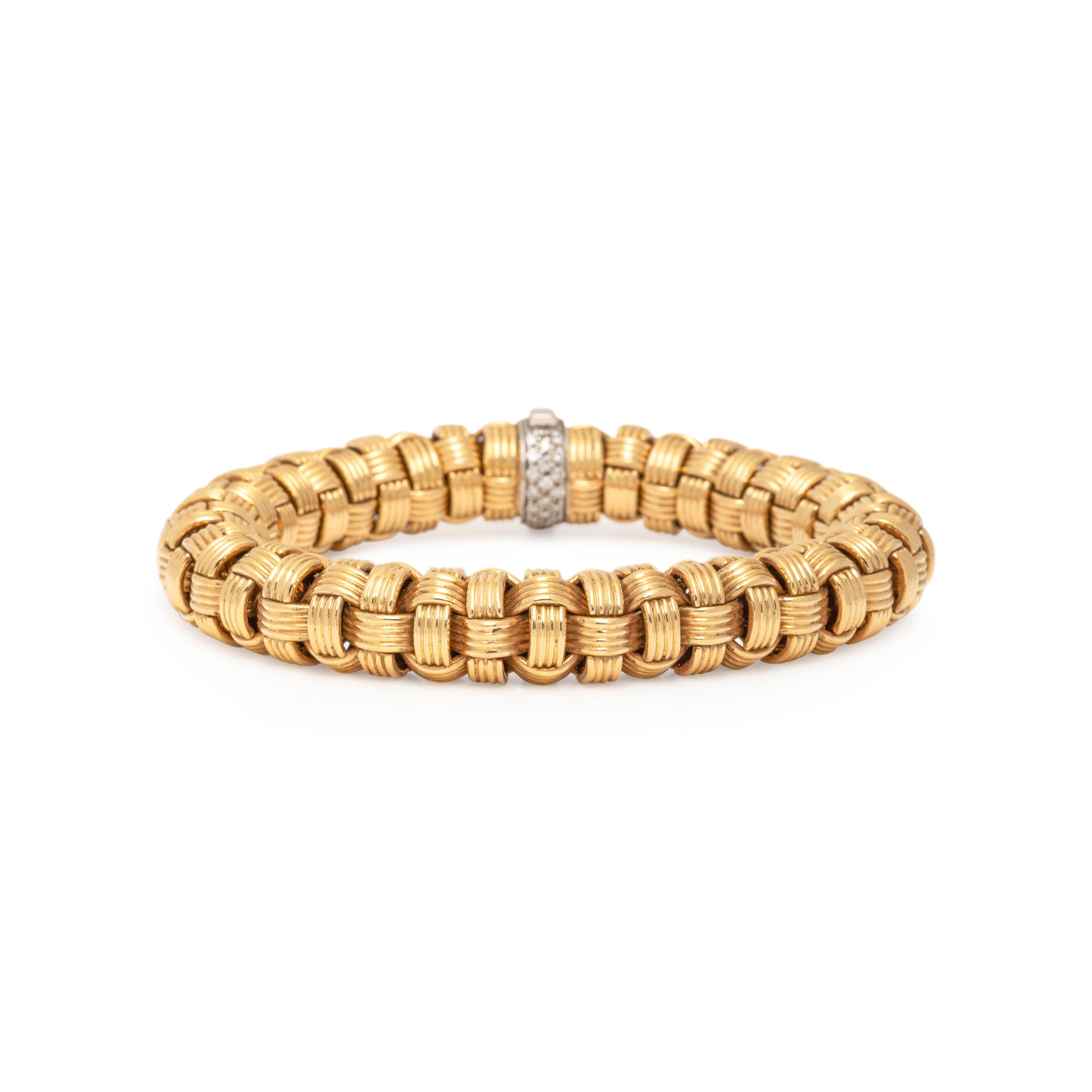 ROBERTO COIN, YELLOW GOLD AND DIAMOND BRACELET