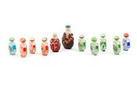 11 Chinese Peking Glass Snuff Bottles