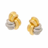 HENRY DUNAY, YELLOW GOLD AND PLATINUM 'SABI' EARRINGS