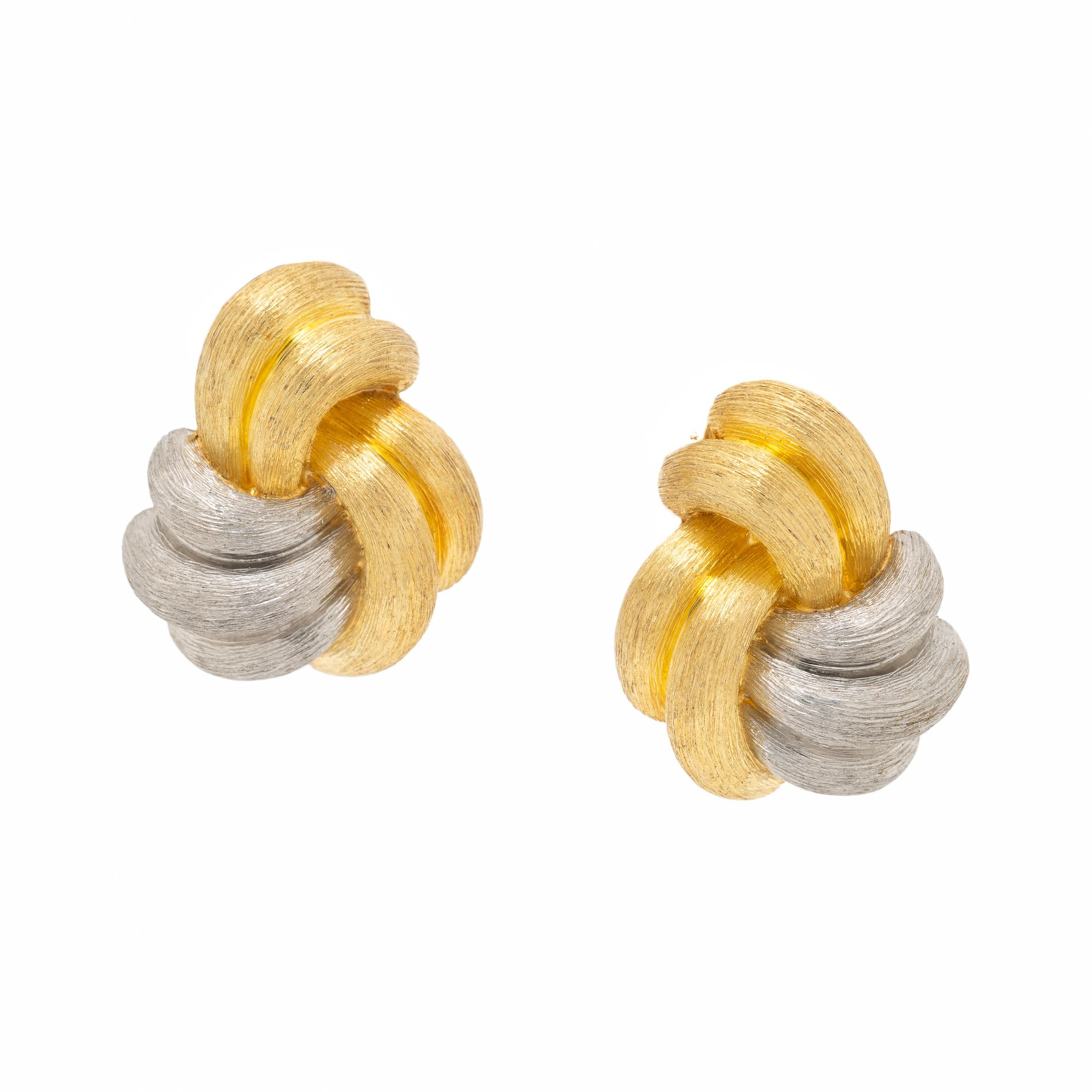 HENRY DUNAY, YELLOW GOLD AND PLATINUM 'SABI' EARRINGS