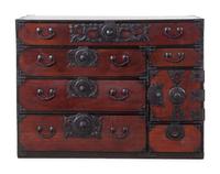 A Korean or Japanese Iron Mounted Tansu Chest