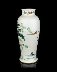 A Chinese Famille Verte Porcelain 'Three Friends' Vase
