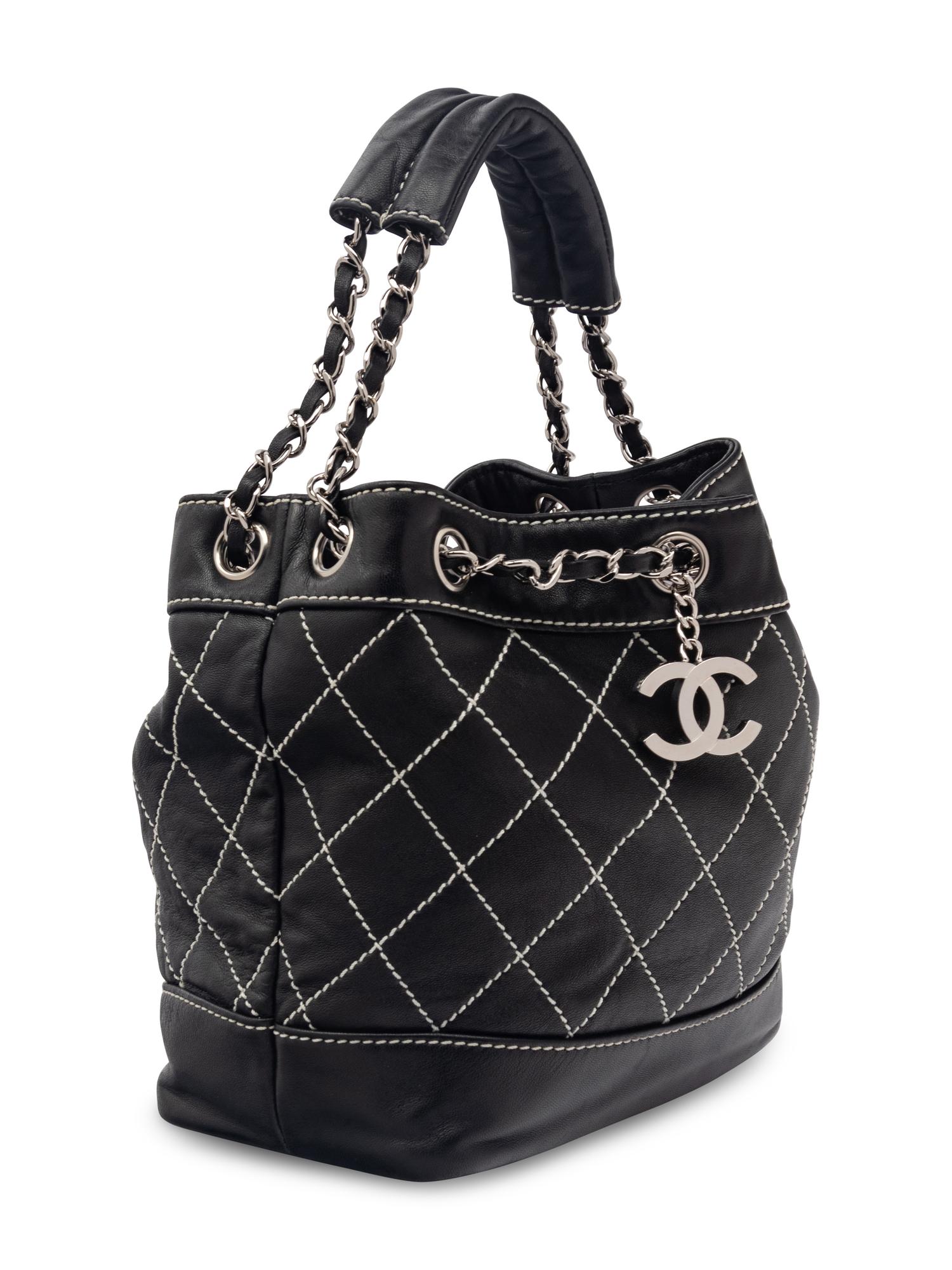 Chanel Surpique Leather Bucket Bag
