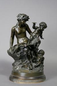 A Continental Bronze Figural Group, after Clodion, Height 17 inches.