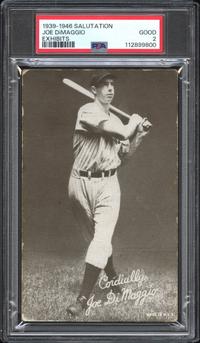 A 1939-46 Joe DiMaggio Exhibits Post Card (PSA 2 GOOD)