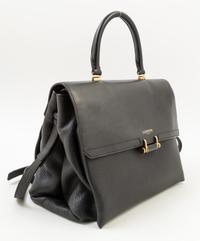 A Lanvin Black Leather Crossbody Bag, 12.5" x 8.5" x 4"; Handle drop: 4.5"; Shoulder drop: 21.5"- 16.75".