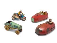 Four Tin Windup Vehicles