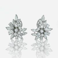 A Pair of Platinum and Diamond Earrings
