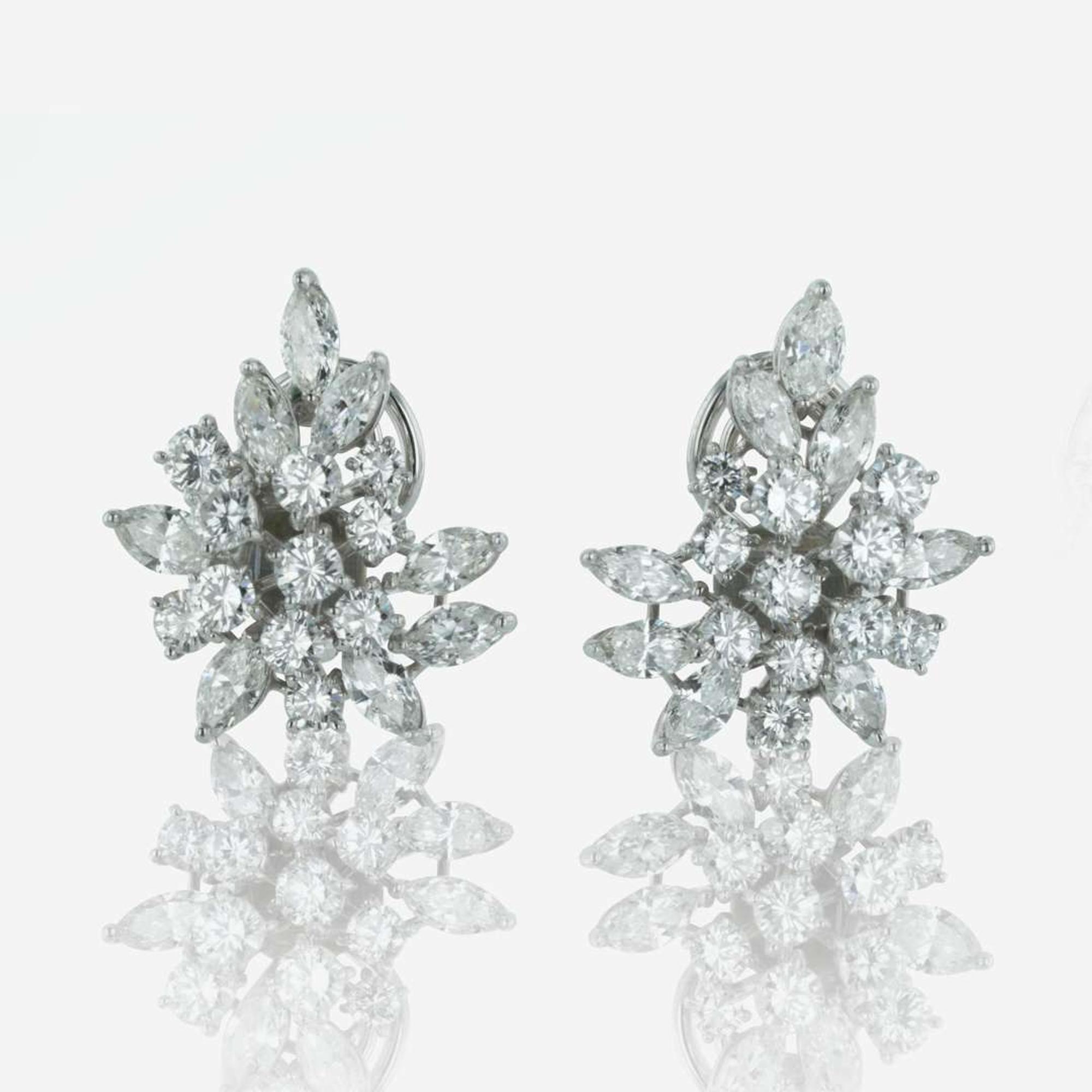A Pair of Platinum and Diamond Earrings