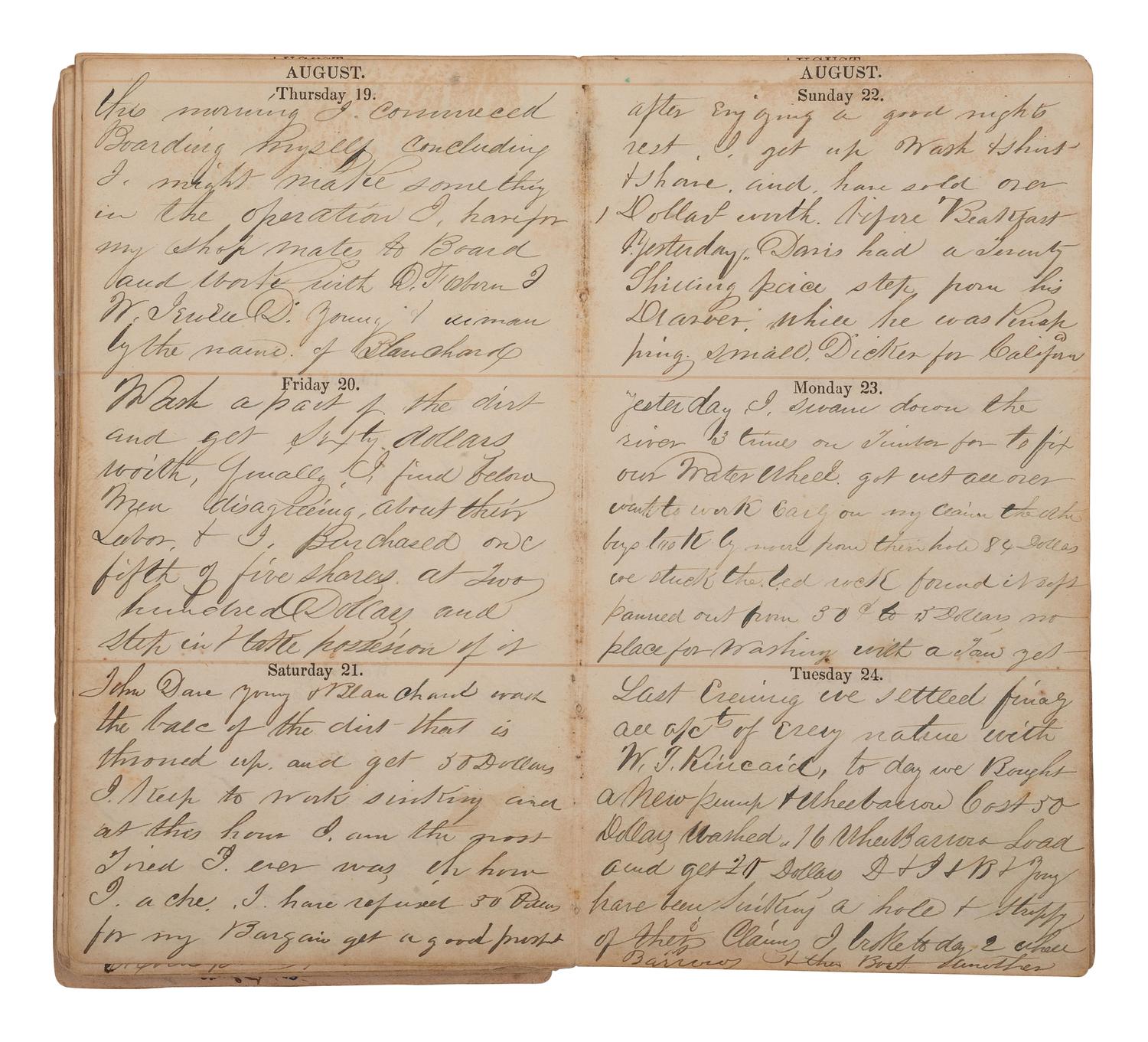 [GOLD RUSH]. Extensive California Gold Rush archive of William J. Jewell (1818-1885) including letters, diaries, and photographs, ca. 1852-1853.