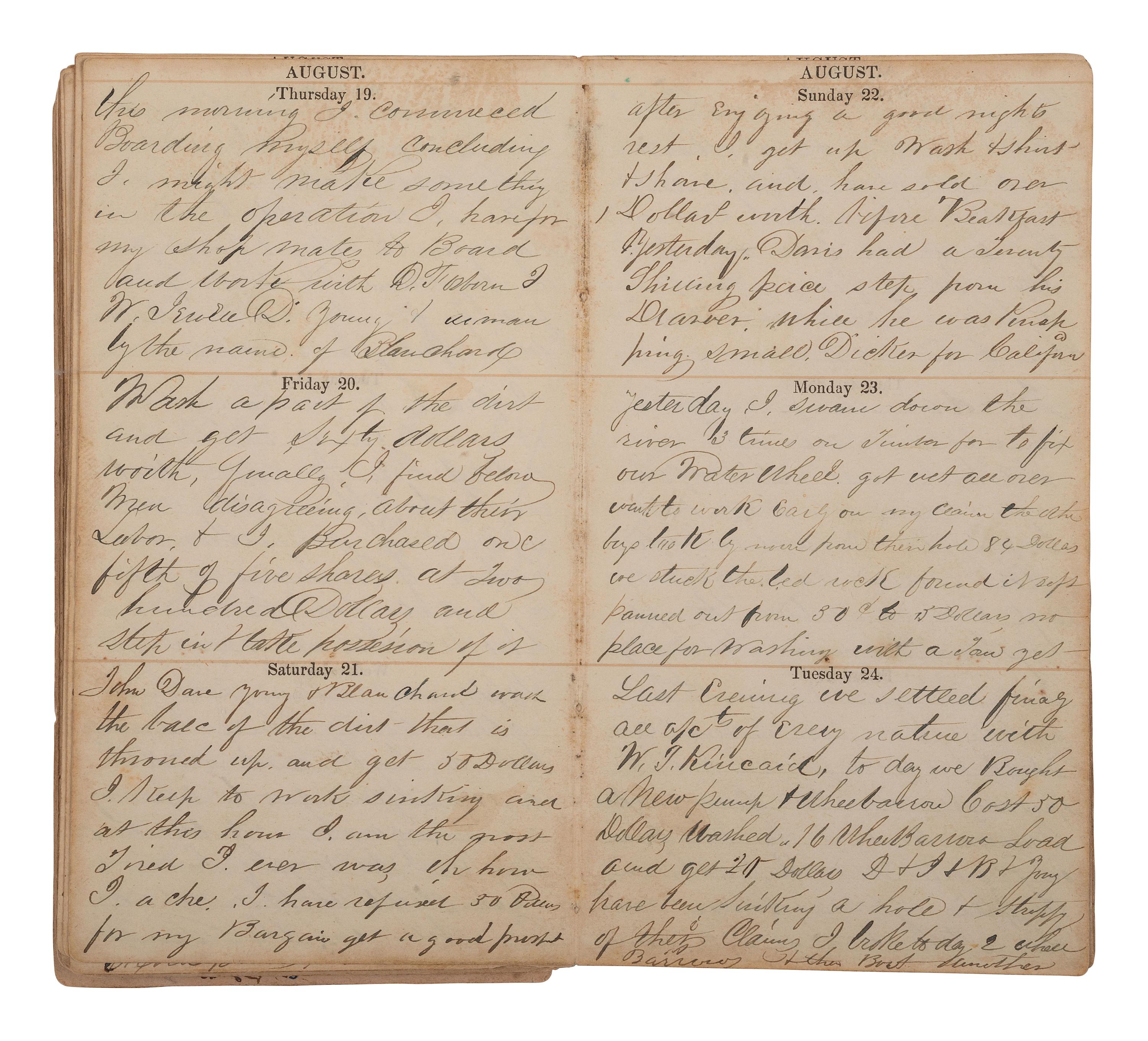 [GOLD RUSH]. Extensive California Gold Rush archive of William J. Jewell (1818-1885) including letters, diaries, and photographs, ca. 1852-1853.