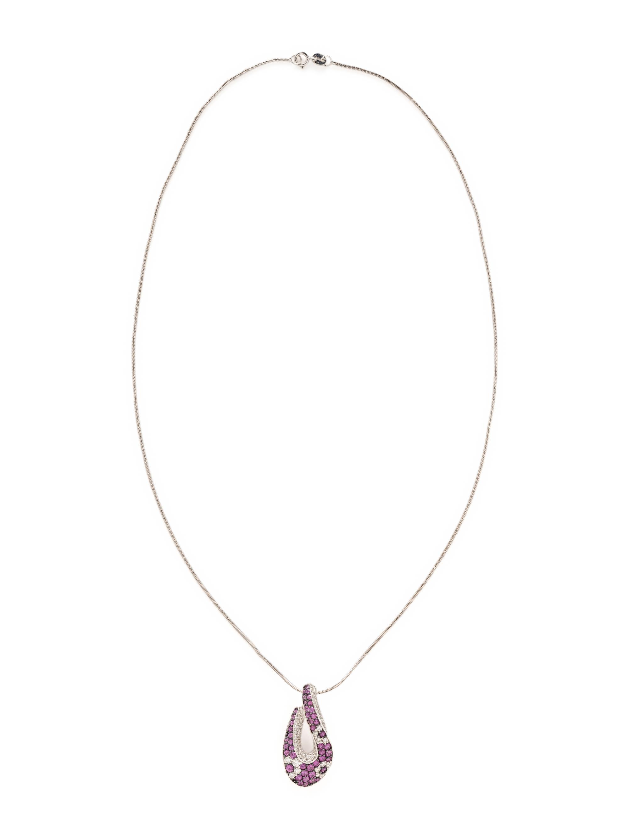 PINK SAPPHIRE AND DIAMOND PENDANT NECKLACE