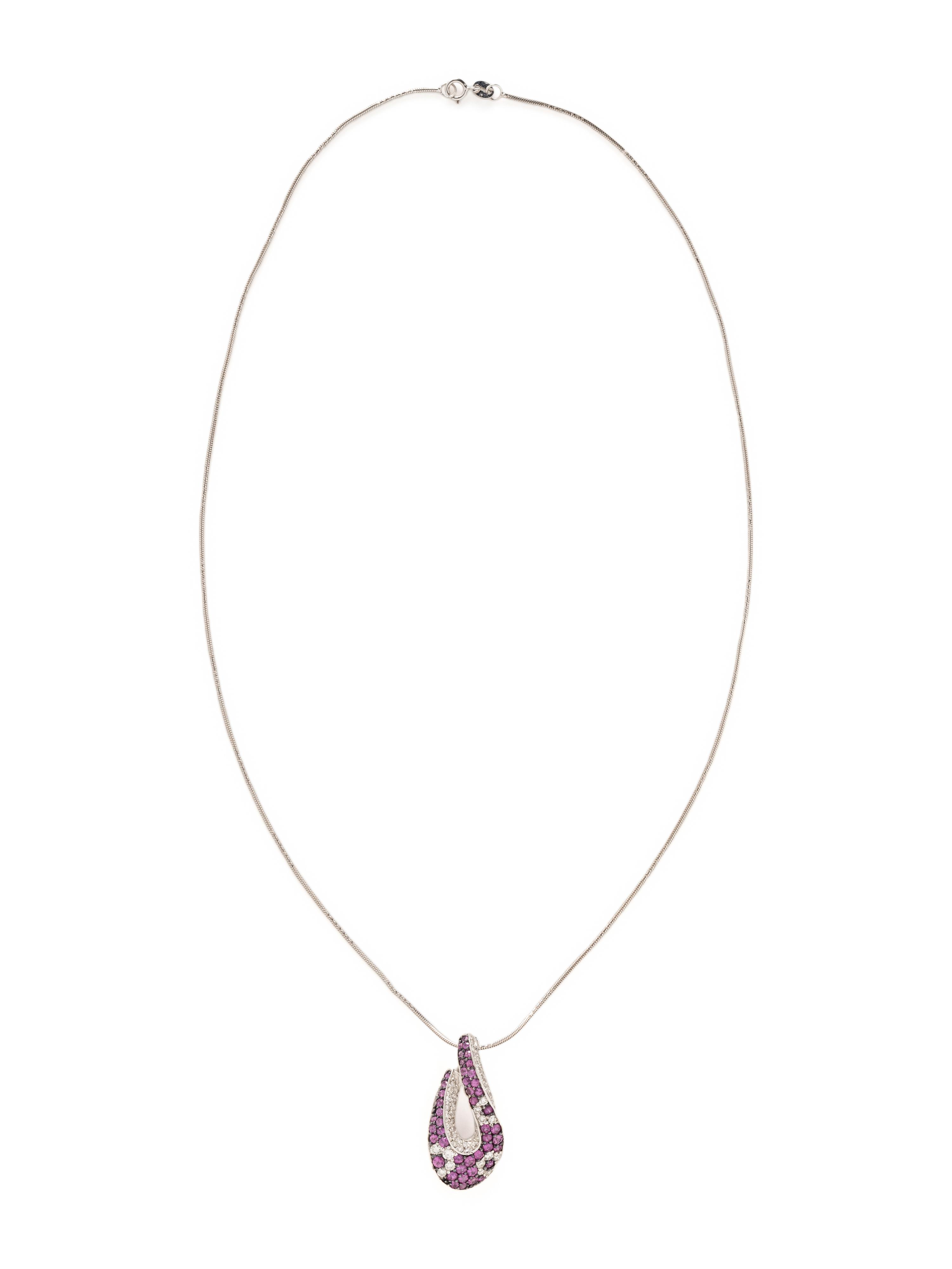 PINK SAPPHIRE AND DIAMOND PENDANT NECKLACE