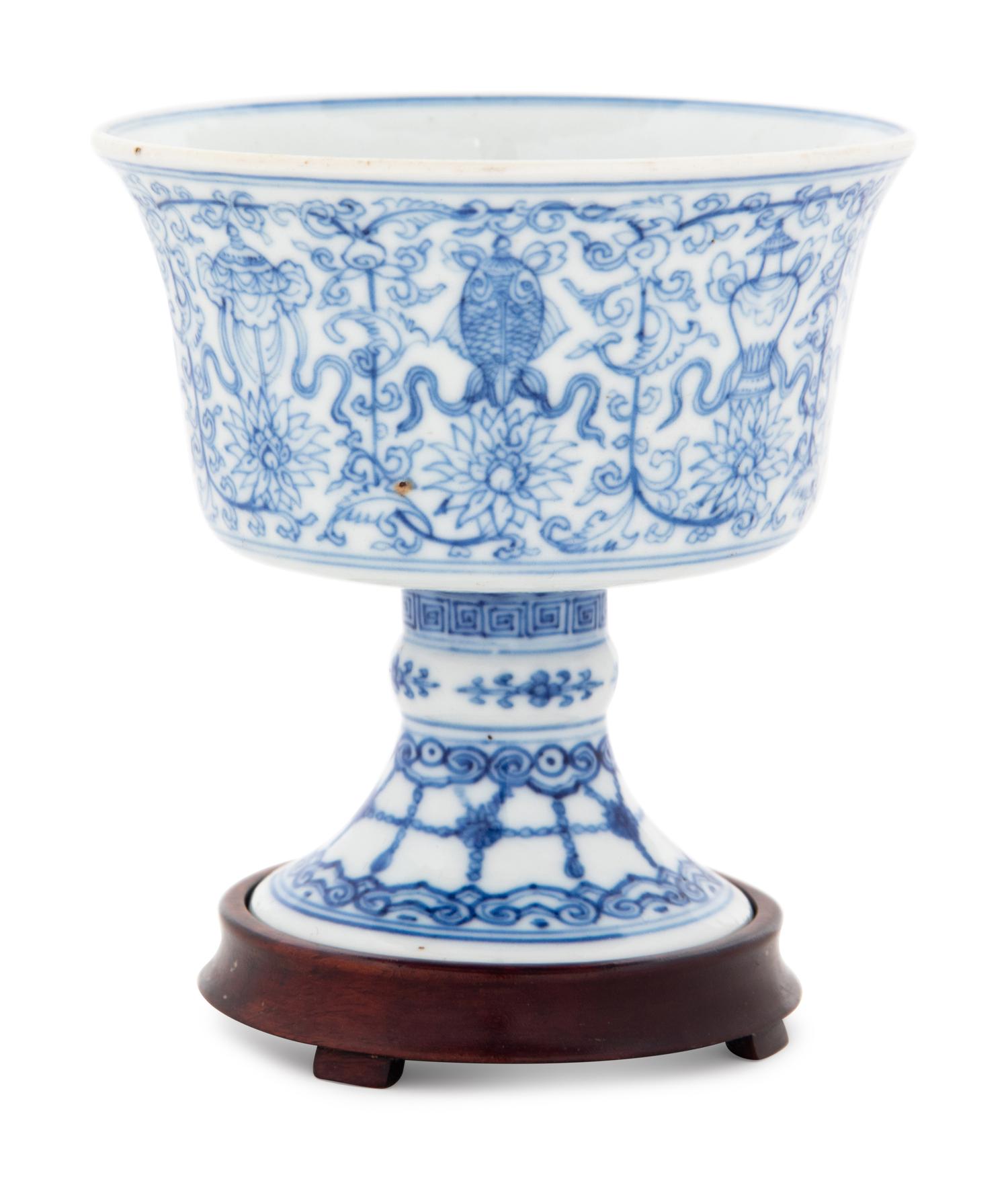 A Blue and White Porcelain Stem Cup